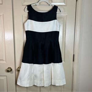 Kate Spade Gayle Black & Ivory Wide Stripe Sleeveless Fit & Flare Dress